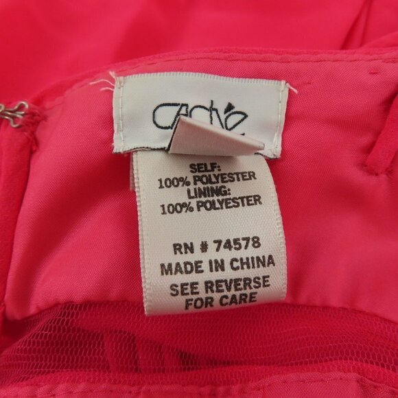 Cache Womens 2 Bright Pink Pleated Rhinestone Cutout Mesh Hi Low Dress Formal - Picture 8 of 11